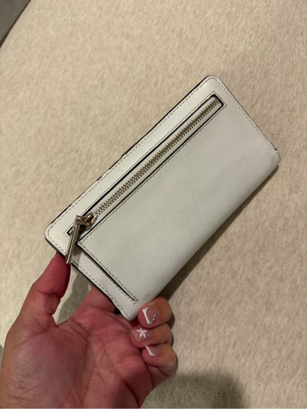 Kate Spade White Saffiano Wallet with Gold Hardware